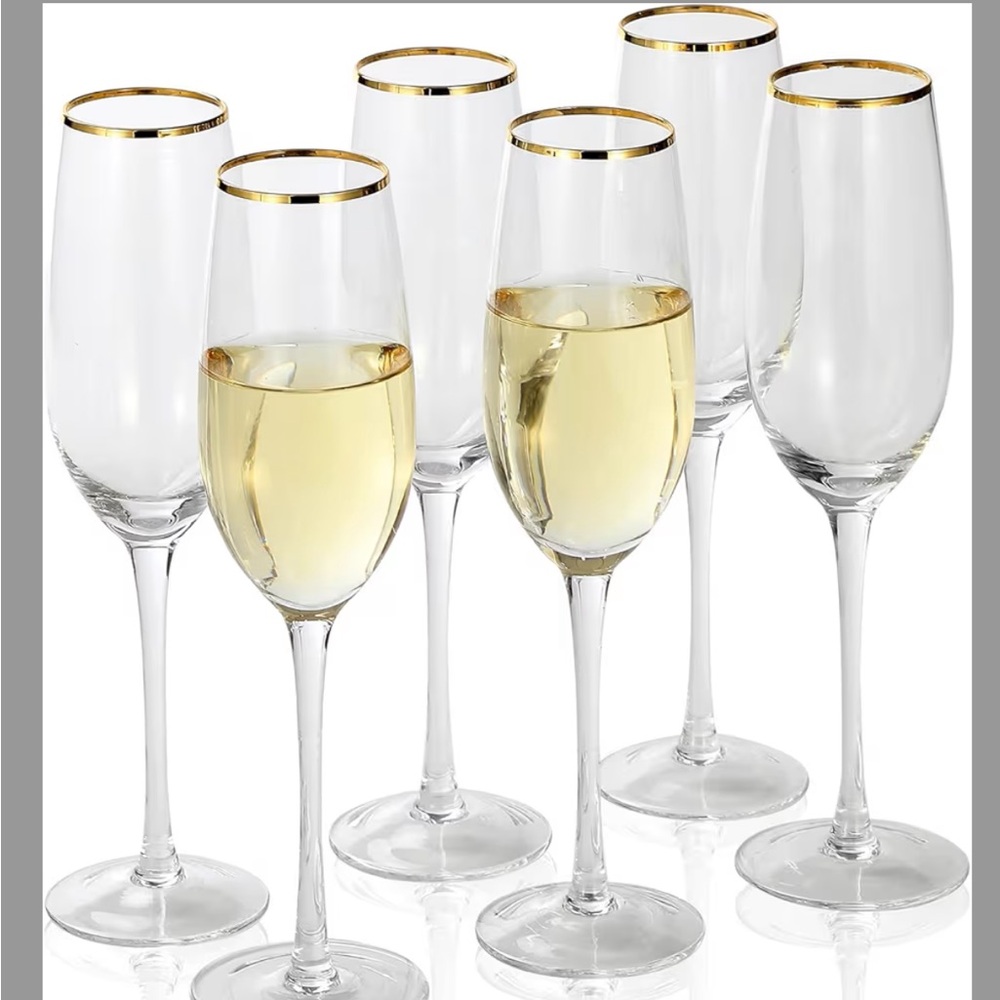 Set of six champagne glasses